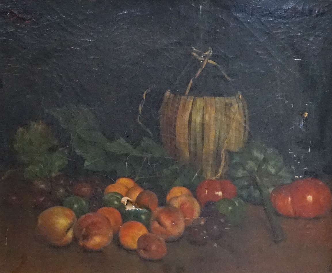 J. Bernard (19th century, French), oil on canvas, Still life of fruit, signed, dated and inscribed, 37 x 45cm